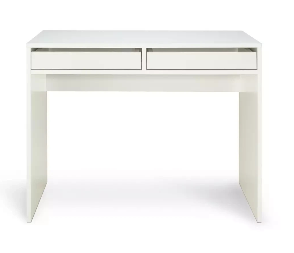 Home Pepper 2 Drawer Desk White | Modern Home Office Computer Study Work Desk Fu