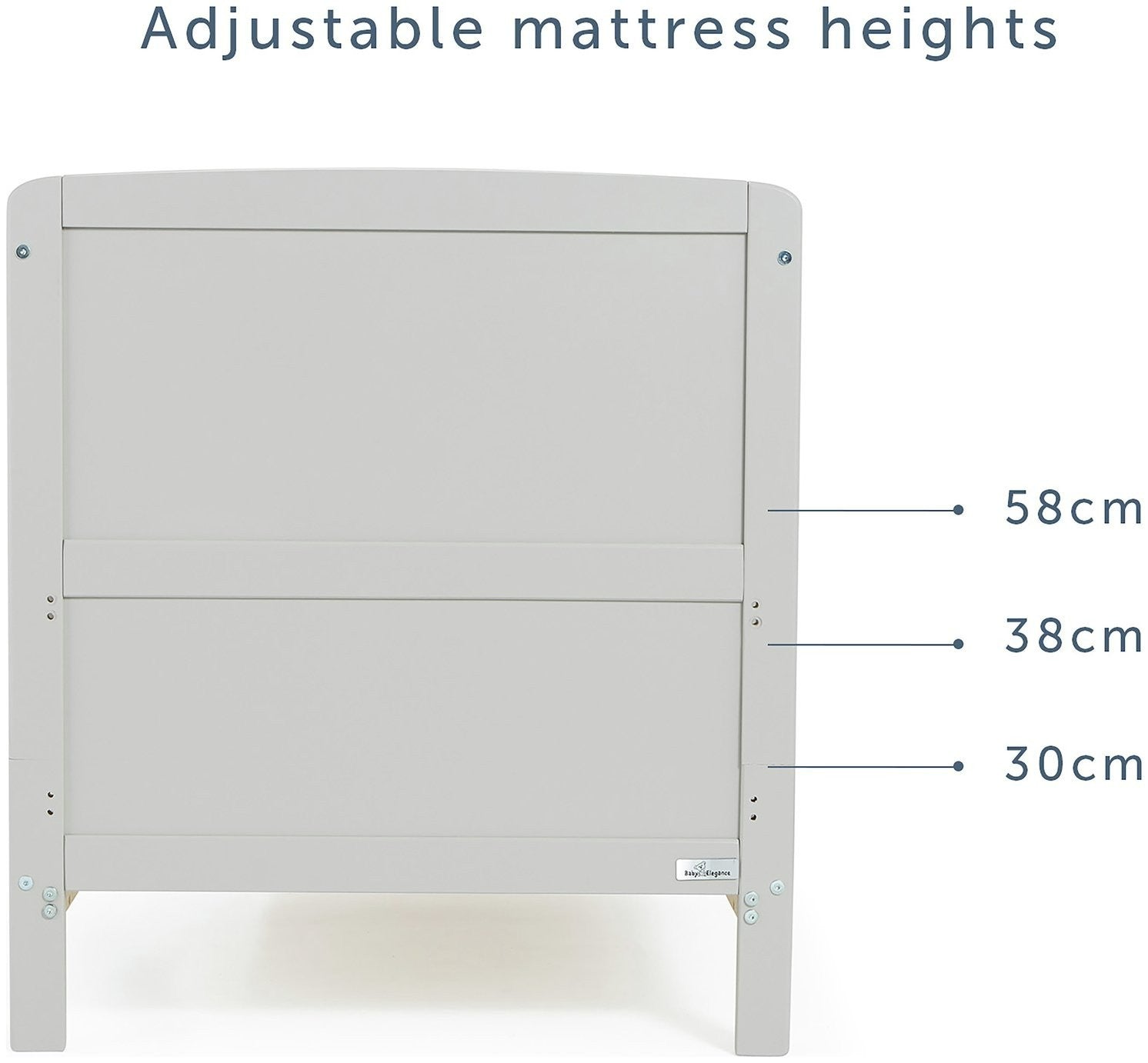Baby Elegance Travis Baby Cot Bed with Mattress - Grey | Baby cot with mattress