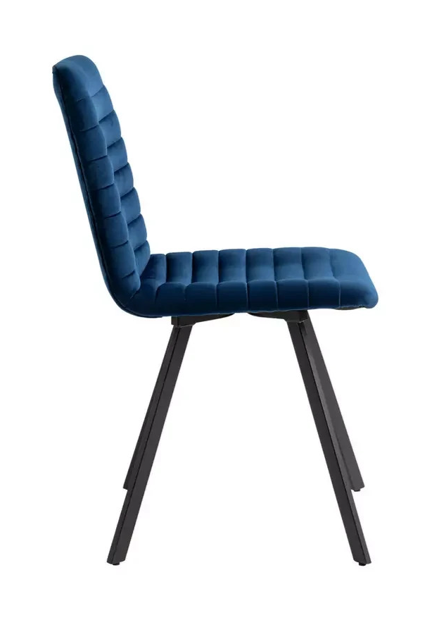 Home Keaton Pair of Velvet Dining Chairs Dark Blue | Modern Dining Chair Set
