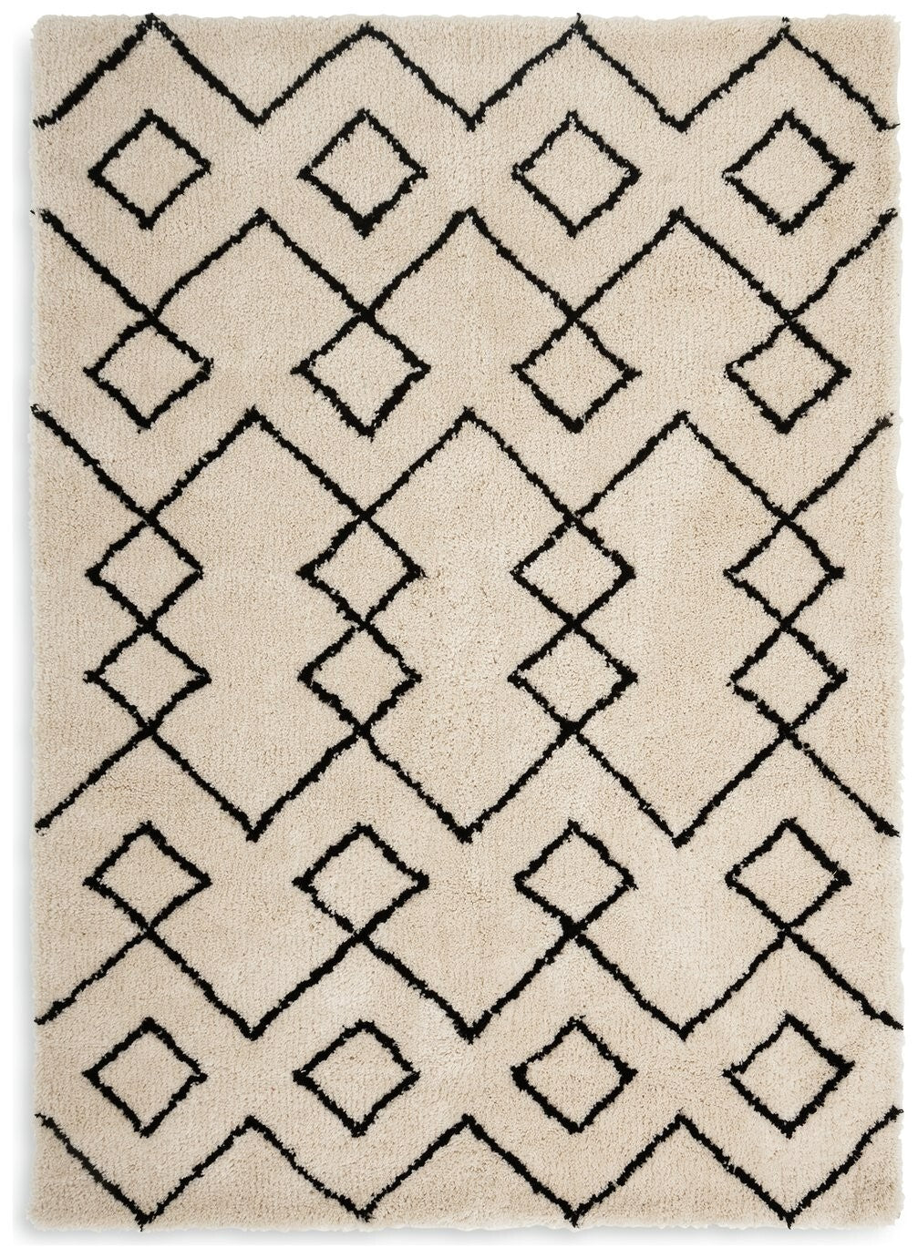 Habitat Diamond Tufted Cream & Black Shaggy Rug - 230x160cm