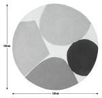Carved Geometric Round Wool Cut Pile Rug - 120cm