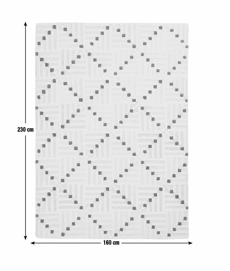 Crosshatch Square Beige Wool Rug | 160x230cm | Modern Living Room Floor Carpet A