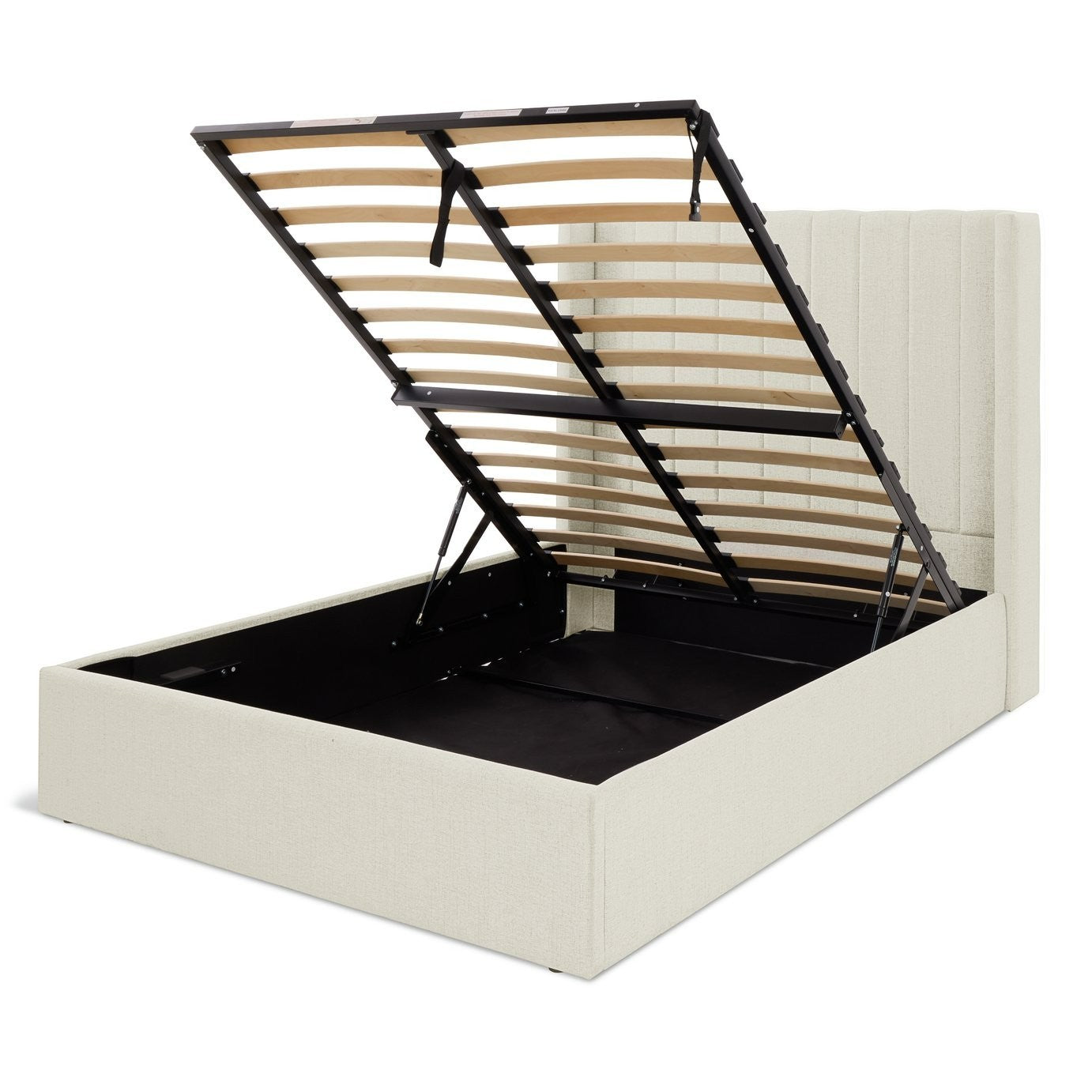 Kempley Double End Lift Ottoman Bed - Cream | Space Saving Sleep Solution