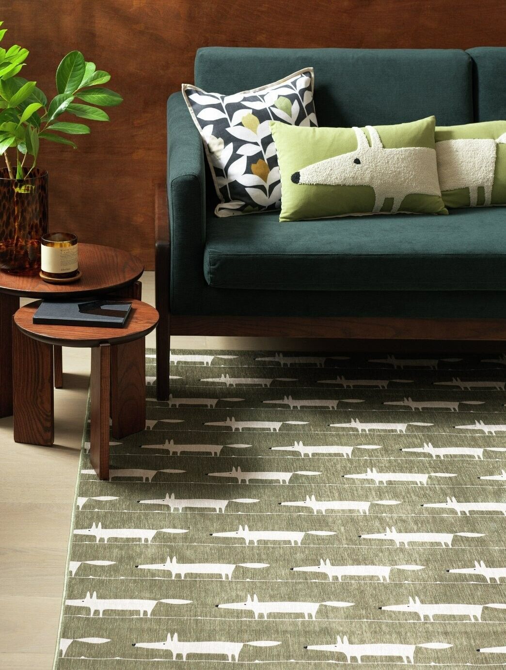 Habitat x Scion Mr Fox Printed Rug - 160 x 230cm - Green