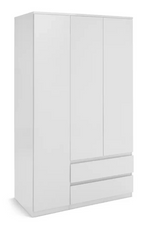 Jenson 3 Door 2 Drawer Tall Wardrobe - White Gloss ( B Grade )