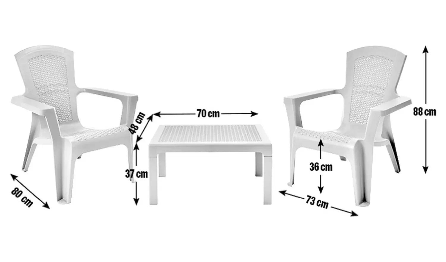 Home Baltimore 2 Seater Plastic Garden Bistro Set | Outdoor Patio Table & Chairs