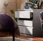 Home Jenson 3 Drawer Chest - Grey Gloss | Organizer Bedroom Furniture