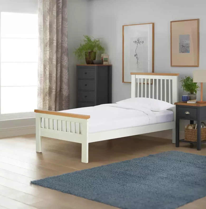 Home Aubrey Single Wooden Bed Frame - Two Tone (S)