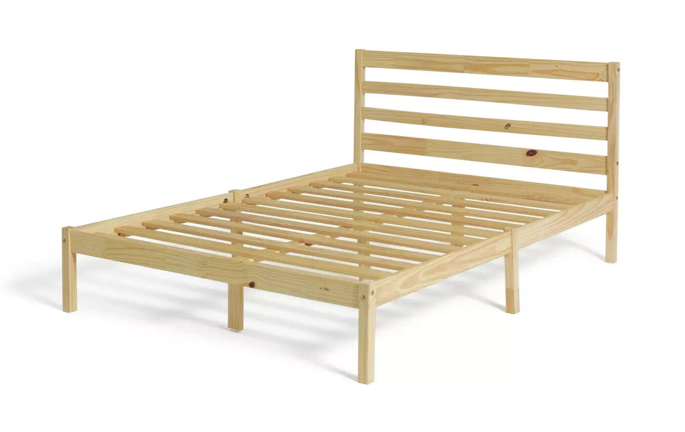 Kaycie Double Bed Frame 4FT6  Wooden - Pine With Pocket Sprung Double Mattress