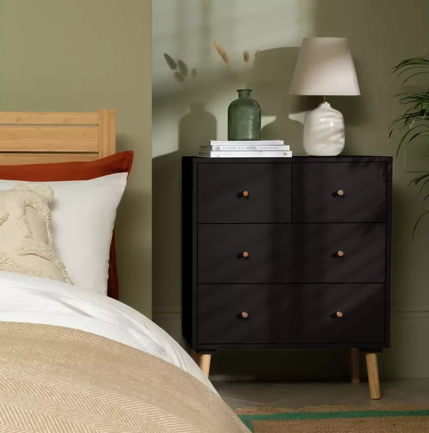Otto 4 Drawer Chest Black | Bedroom Storage Chest of Drawers Furniture