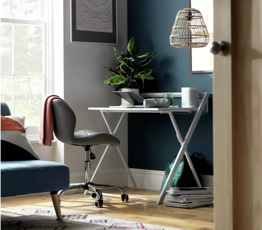 Compact Folding Office Desk White | Foldable Computer Work Table Furniture