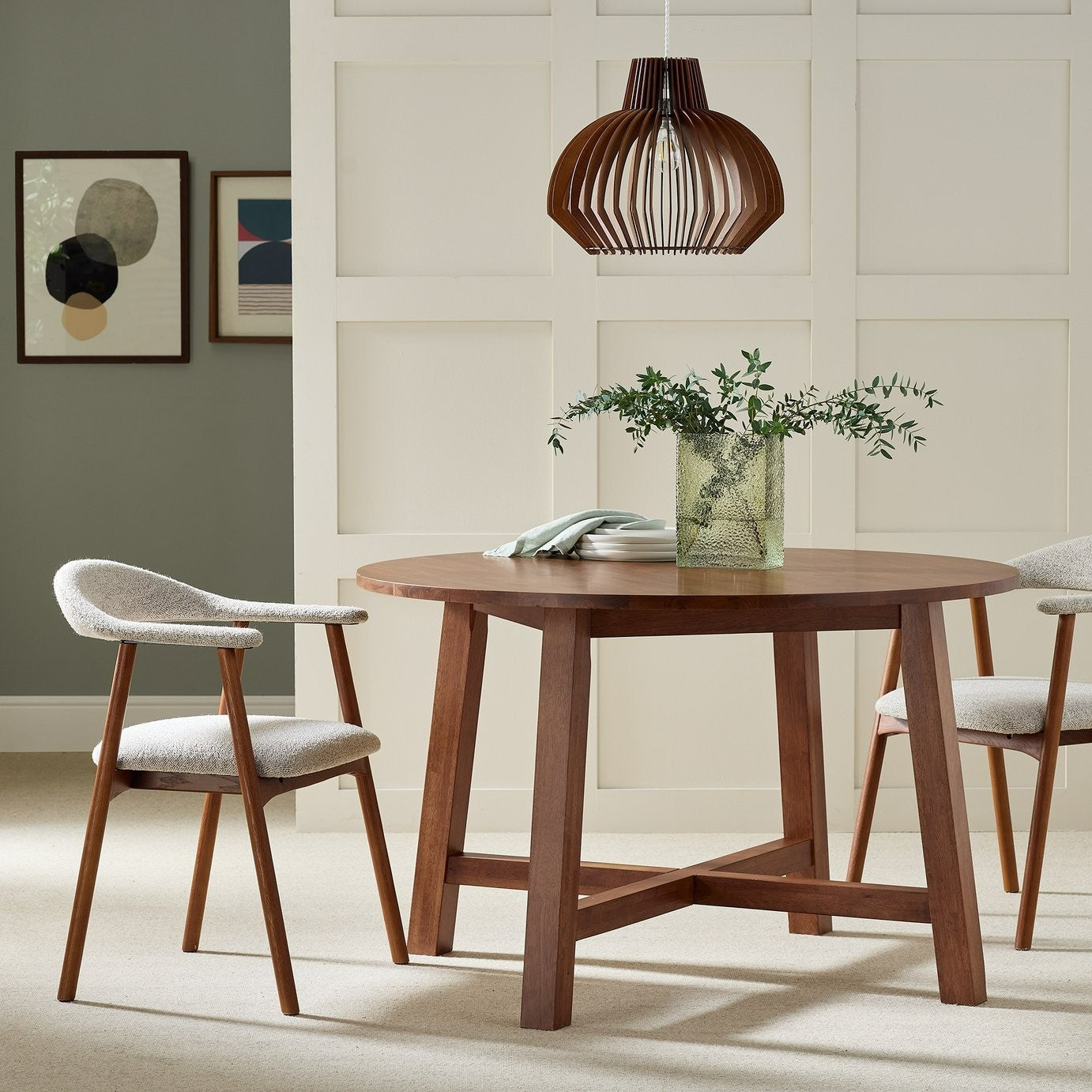 Trieste Round 4 Seater Dining Table - Walnut | Stylish wooden dining table