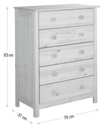 Scandinavia 5 Drawer Chest - Pine