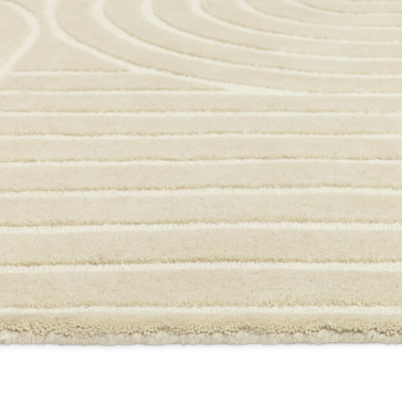 Mirage Carved Cream Cut Pile Rug - 230x160cm