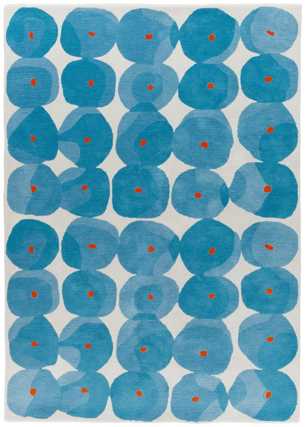 Tash Patterned Blue Wool Cut Pile Rug - 240x170cm
