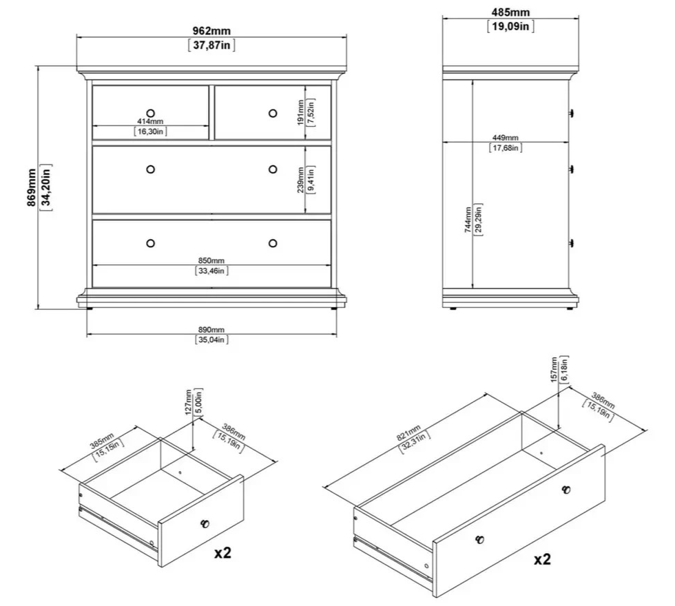 Tvilum Paris 4 Drawer Chest - White ( B Grade )