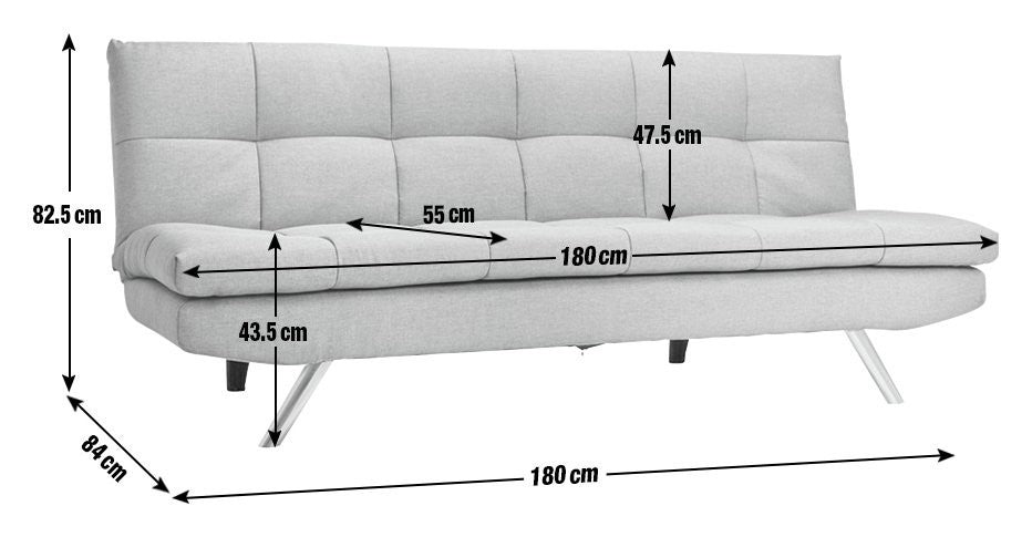 Nolan Fabric 3 Seater Clic Clac Sofa Bed-Denim Blue | Modern Guest Solution