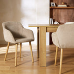 Home Alarik Pair of Fabric Dining Chairs - Natural | Kitchen Table Chair Set