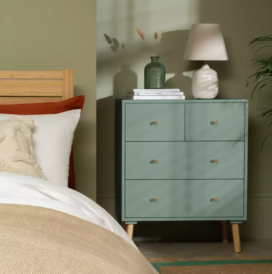 Otto 4 Drawer Chest Sage Green Storage Organiser Bedroom Furniture