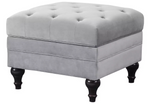 Habitat Chesterfield Velvet Storage Footstool - Light Grey