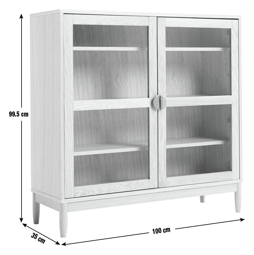 Cornelia 2 Door Glass Short Display Cabinet -Natural | Wonderfully Rustic Piece