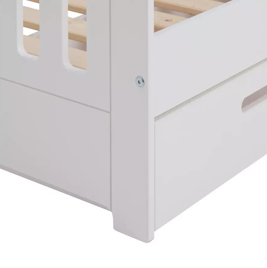 Home Ronnie Toddler Single Storage Bed Frame White | Kids Bedroom Furniture Beds