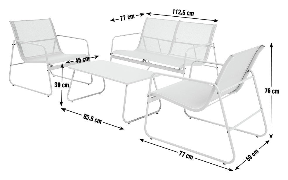 Cali 4 Seater Metal Patio Set - Orange | Bright Garden Furniture