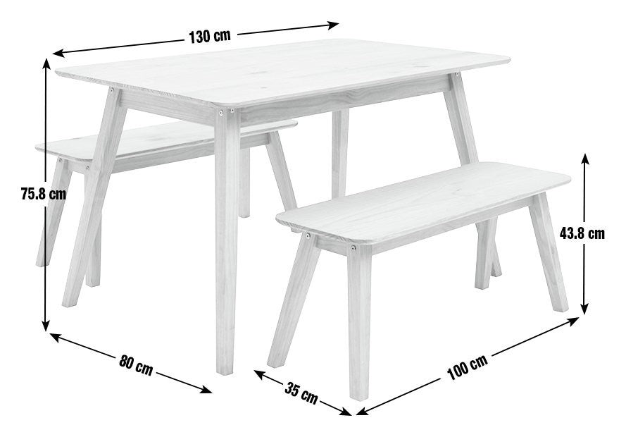Parry Pine Dining Table & 2 Pine Benches | Natural Wood Aesthetic