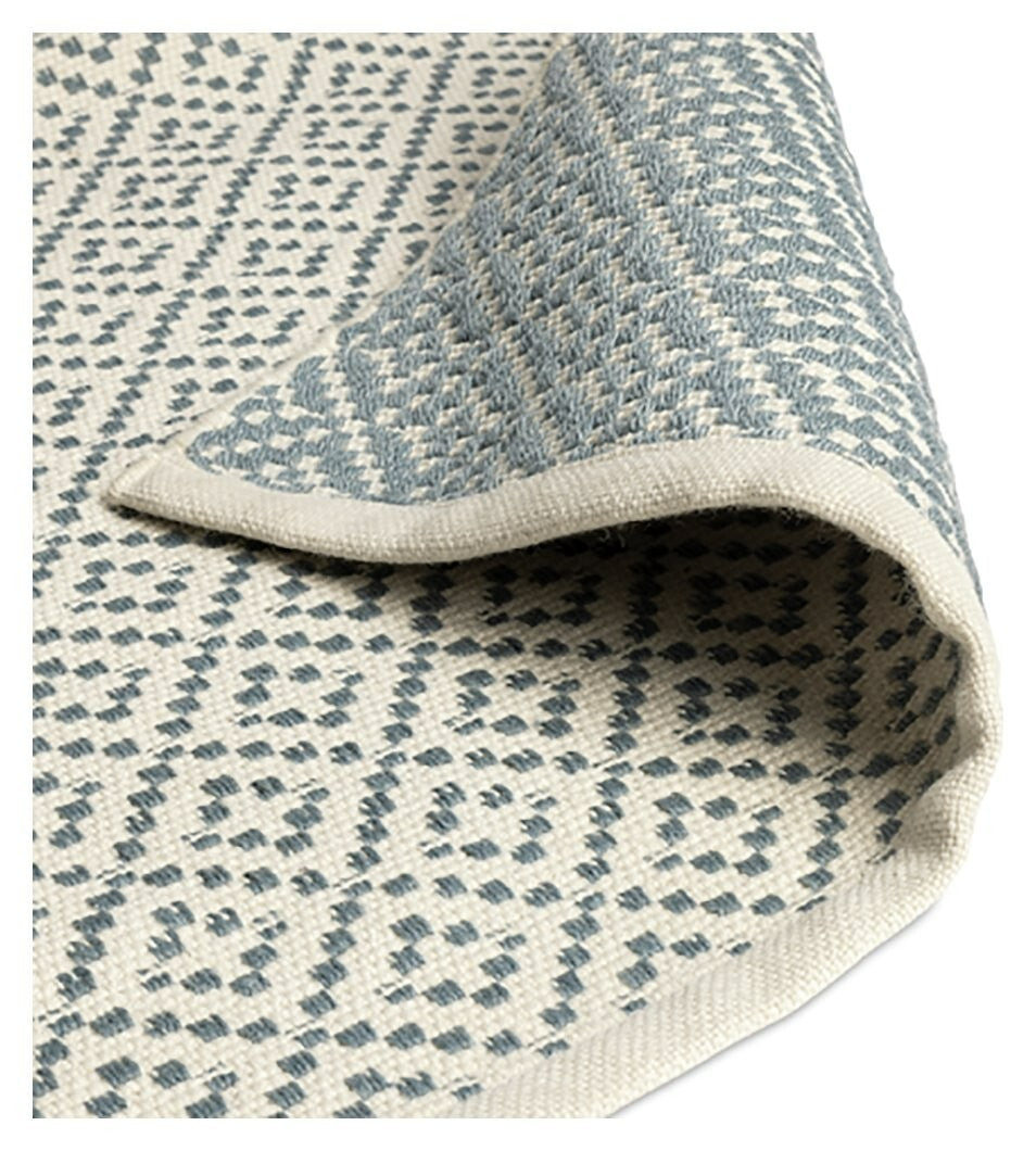Habitat Modern Country Diamond Blue Flatweave Rug -230x160cm