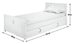 Stars Single Bed Frame With Drawer - White | Kids Bedroom Furniture