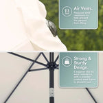 2.7m Steel Garden Parasol Ivory Cream | Outdoor Patio Sun Umbrella