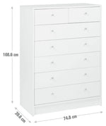 Malibu 5+2 Drawer Chest of Drawers - Beech Effect