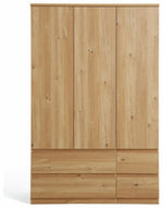 Home Jenson 3 Door 4 Drawer Wardrobe - New Oak | Organizer Bedroom Furniture