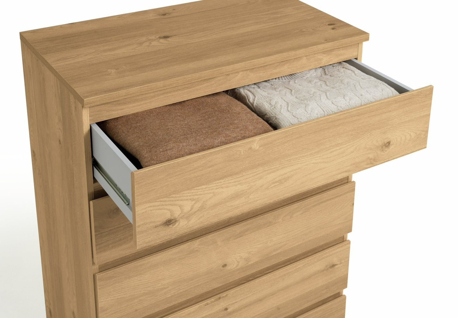 Home Jenson 5 Drawer Chest - New Oak Effect | Wooden storage chest with 5 drawer