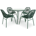 Hector 4 Seater Rattan Effect Patio Set - Green | Backyard Entertaining Setup