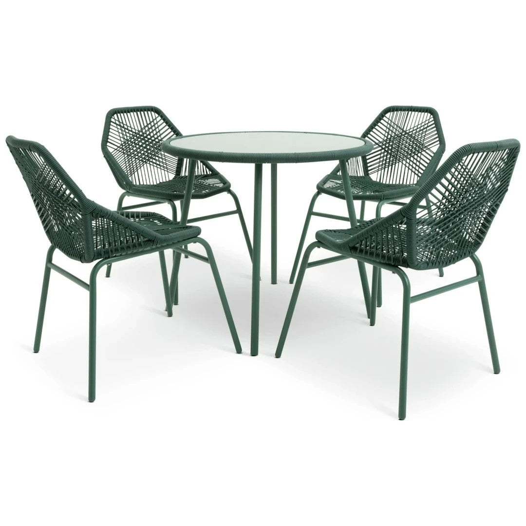 Hector 4 Seater Rattan Effect Patio Set - Green | Backyard Entertaining Setup