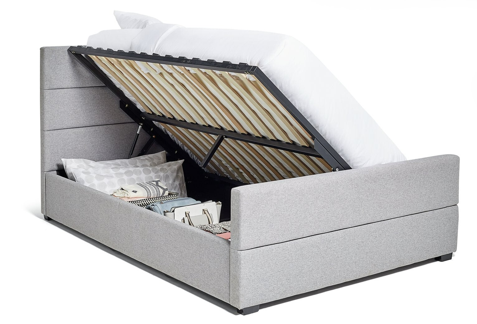 Home Costa Fabric Double Ottoman Bed Frame - Grey (S)