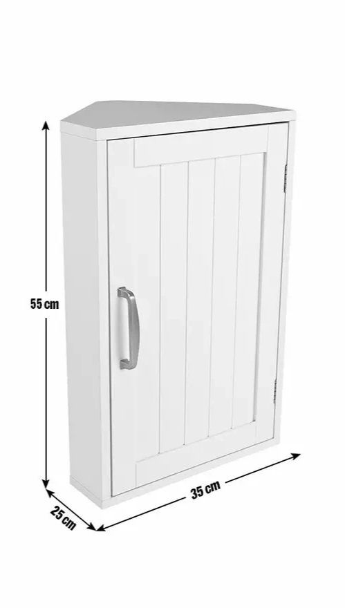 Original And Home Tongue & Groove Corner Wall Cabinet Grey | Bathroom Storage
