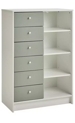 Malibu Kids 6 Drawer Chest - Sage Green & White (B Grade)