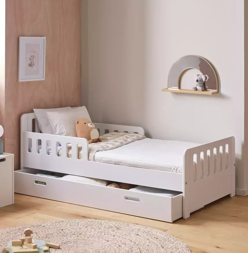 Home Ronnie Toddler Single Storage Bed Frame White | Kids Bedroom Furniture Beds