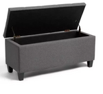 Fabric Large Storage Ottoman - Grey | Upholstered Footstool Bench Bedroom Seat