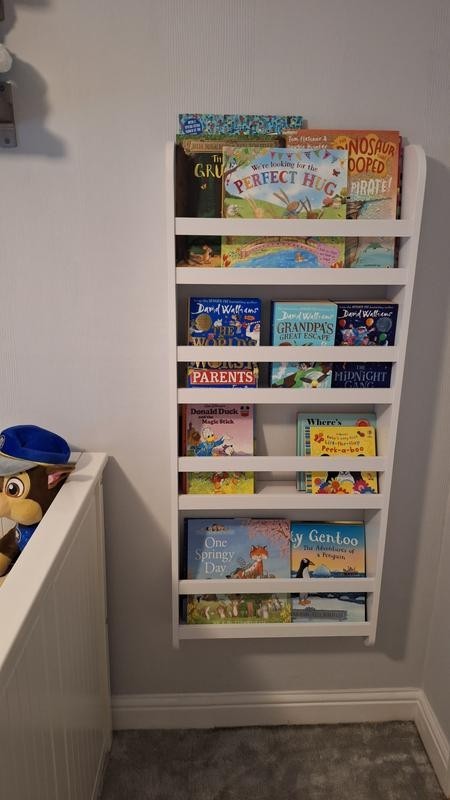 Kids Scandinavia Wall Mounted Bookcase White | Children's Bedroom Wall Shelf