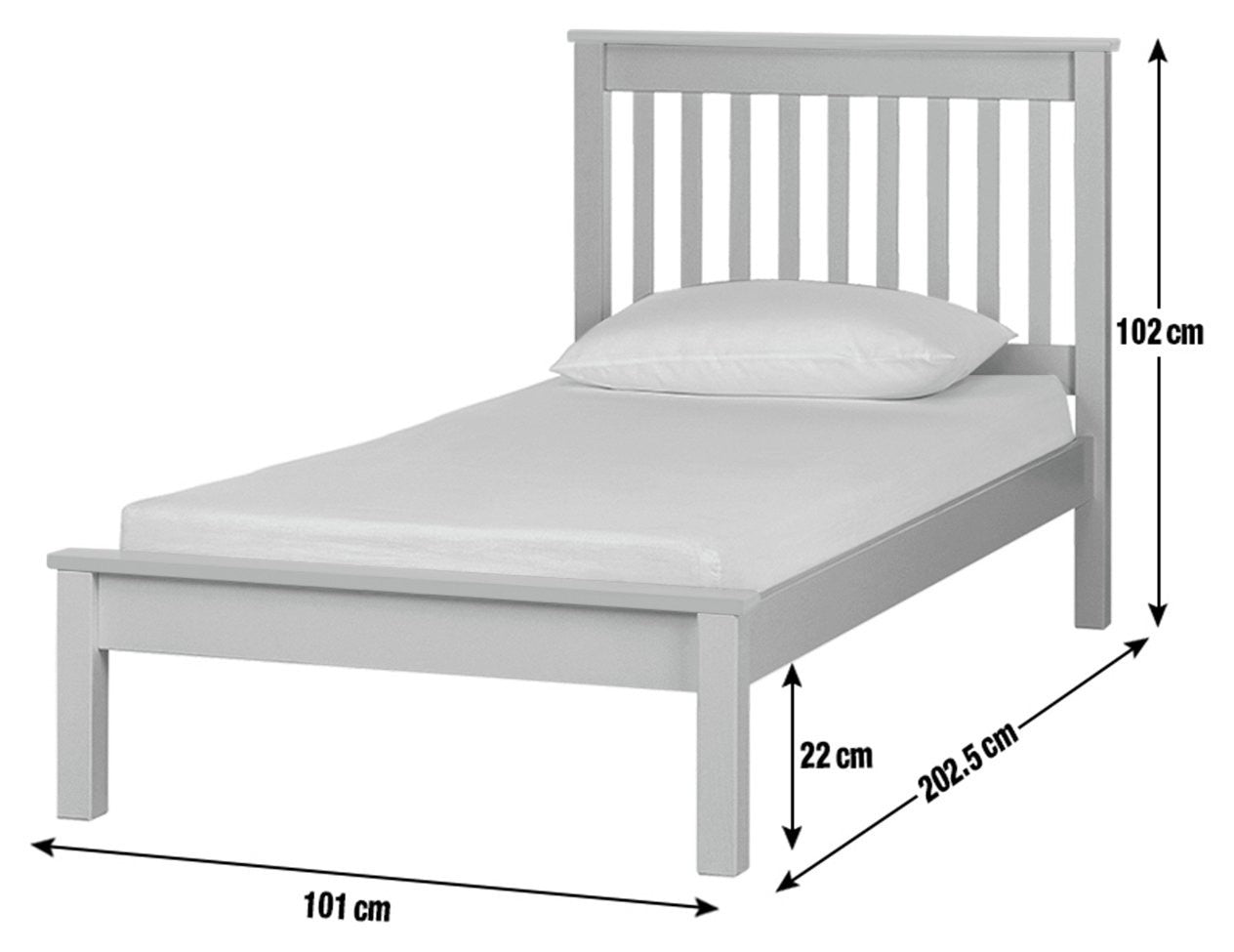 Aspley Single Wooden Bed Frame - White | Kids Bedroom Furniture or Guest Bed