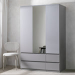 Jenson 3Door 4Drawer Mirror Wardrobe -Grey Gloss | Organizer Bedroom Furniture