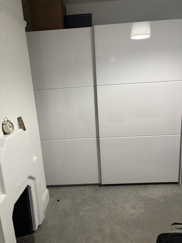 Holsted 200cm Sliding Wardrobe White Gloss | Bedroom Storage Furniture Unit