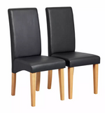 Home Pair of Skirted Dining Chairs Black | Upholstered Dining Room Chairs