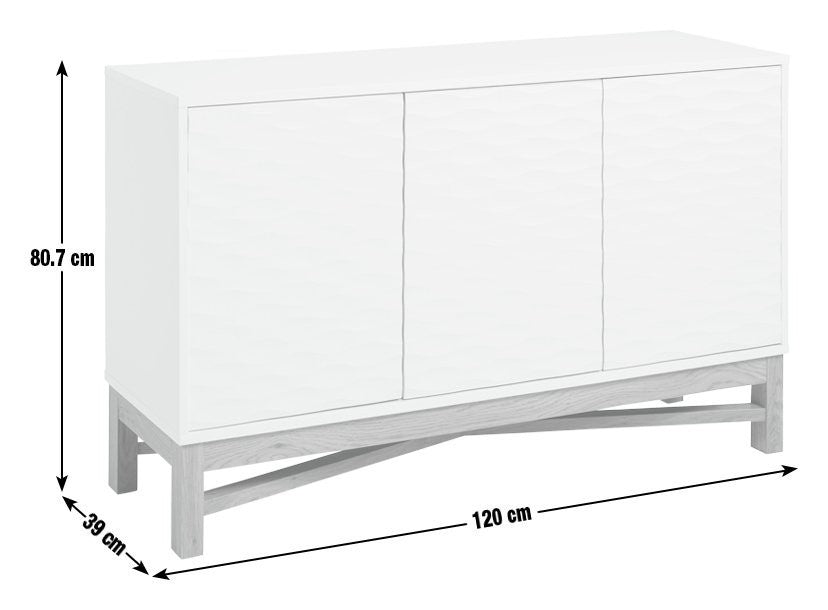 Zander Textured Large Sideboard -White | Modern Living Storage