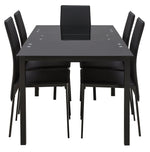 Lido Glass Extending Dining Table & 6 Black Chair ( B Grade 47231 - 45168 )