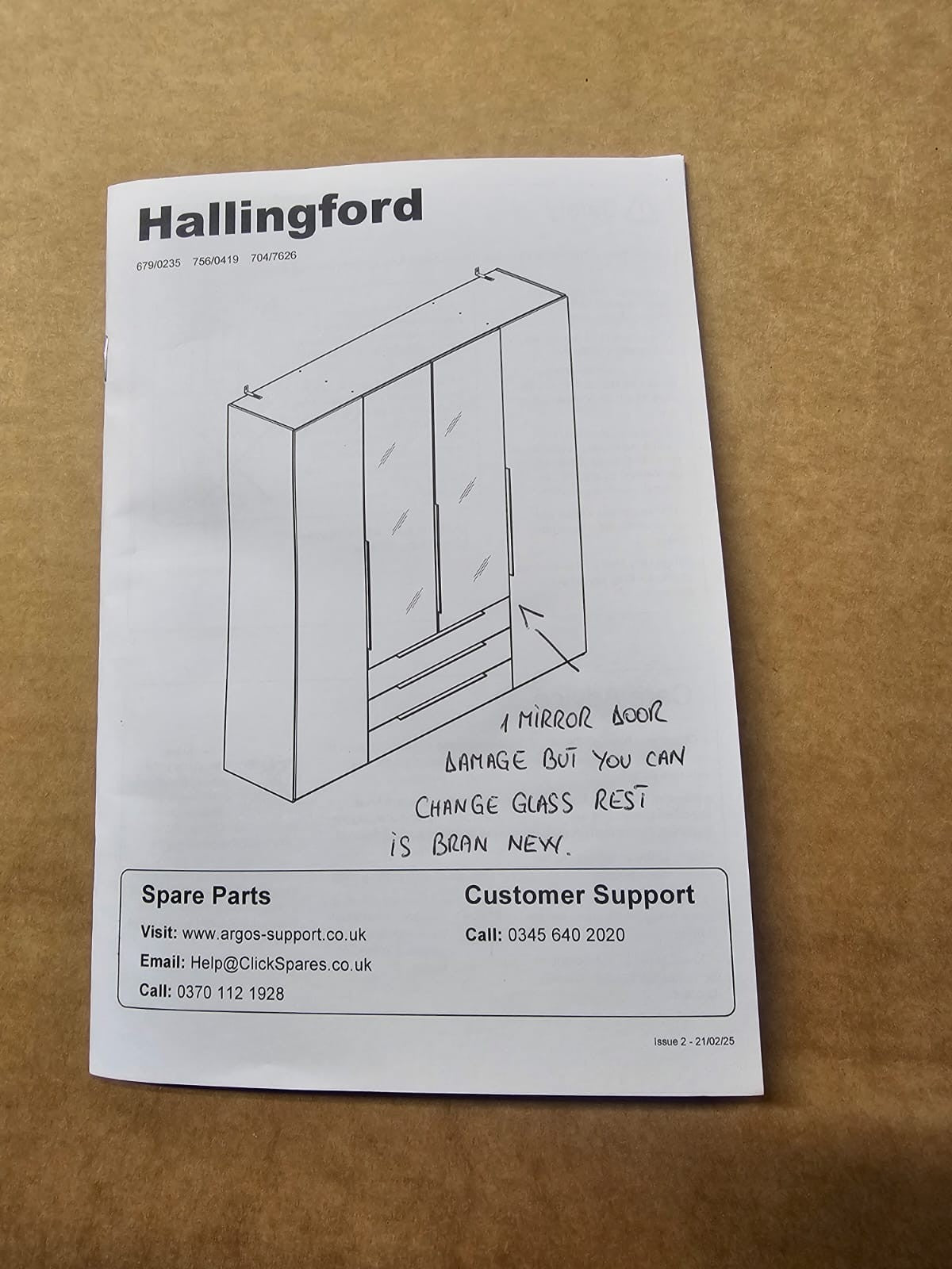 Hallingford 4 Door 3 Drawer Wardrobe - Grey & Oak (B Grade)