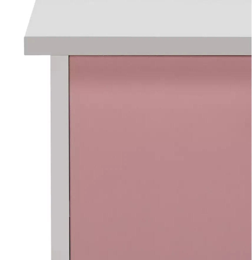 Home Kids Malibu 3 Drawers Desk - Pink & White | Sturdy Computer Desk Modern